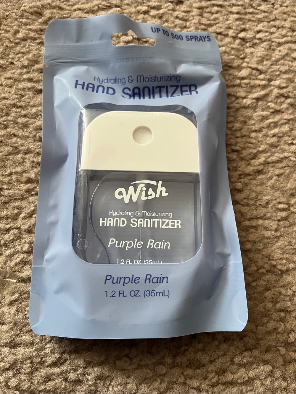 Wish Hand Sanitizer Spray in Light Blue and White